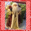 Santa Vintage Burgundy and Gold Standing 16 Inches Tall With Gold Bag and Holly Berries JAMsCraftCloset