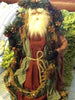 Santa Vintage Rust and Green Standing 17 Inches Tall With Pinecone and Berries Garland JAMsCraftCloset