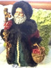 Santa Vintage Rust and Green Standing 17 Inches Tall With Staff Basket and Rose Flowers JAMsCraftCloset