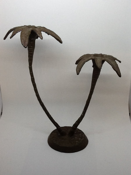 Double Palm Tree Candle Holder Vintage Wrought Iron - JAMsCraftCloset