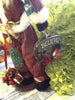 Santa Vintage Primitive Burgundy Green Standing 22 Inches Patchwork Tree and BELIEVE Wreath {{ JAMsCraftCloset }}