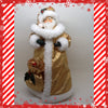 Santa Vintage Gold Standing  With Bag Candycane and Holly 12 Inches Tall JAMsCraftCloset