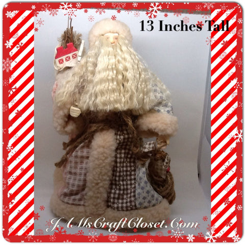 Santa Vintage Patchwork Standing With Bag Home Fish 13 Inches Tall {{ JAMsCraftCloset }}
