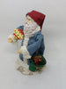 Santa Vintage Blue Red Shelf Sitter 5 Inches Tall Holiday Decor Yellow Package Green Bag  This vintage blue and red shelf sitter Santa is 5 Inches tall and is carrying a yellow package and a green bag of goodies. JAMsCraftCloset
