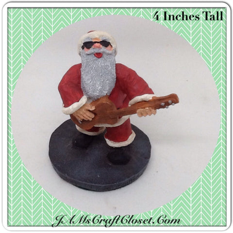 Vintage Guitar Playing Santa Shelf Sitter Cool Santa With Sunglasses JAMsCraftCloset