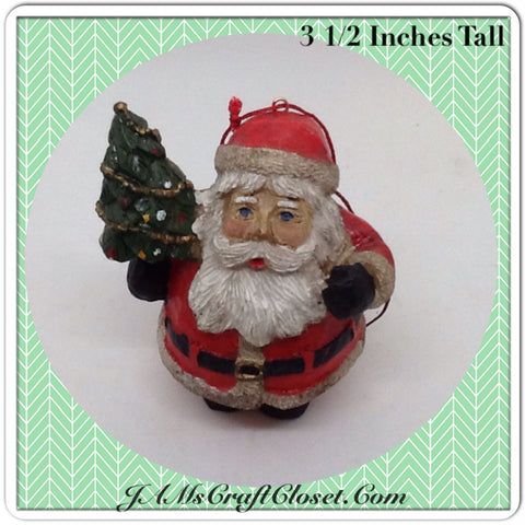 Vintage Santa Shelf Sitter or Ornament Santa Holding a Christmas Tree for Your Holiday Tree or as a Shelf Decor JAMsCraftCloset