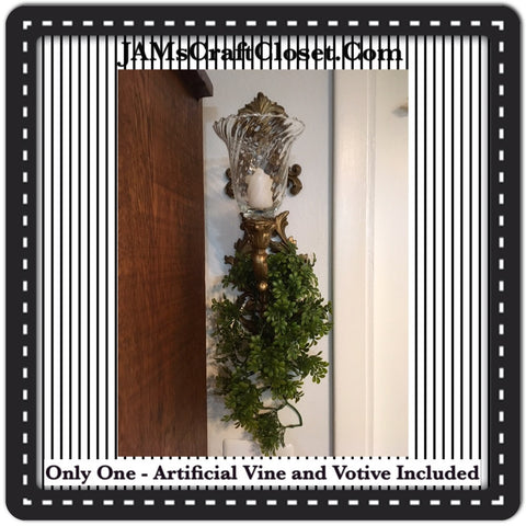 Sconce Gold Vintage With Artificial Vine and Clear Glass Swirled Votive...Includes Sconce, Votive, and Artificial Vine JAMsCraftCloset