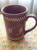 Mugs Cups Hand Painted Dotted Dark Green Pale Rust Tan Brown or Purple With Yellow White Dot Flowers {{ JAMsCraftCloset }}