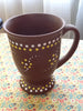 Mugs Cups Hand Painted Dotted Dark Green Pale Rust Tan Brown or Purple With Yellow White Dot Flowers {{ JAMsCraftCloset }}