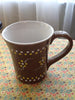 Mugs Cups Hand Painted Dotted Dark Green Pale Rust Tan Brown or Purple With Yellow White Dot Flowers {{ JAMsCraftCloset }}