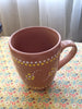 Mugs Cups Hand Painted Dotted Dark Green Pale Rust Tan Brown or Purple With Yellow White Dot Flowers {{ JAMsCraftCloset }}