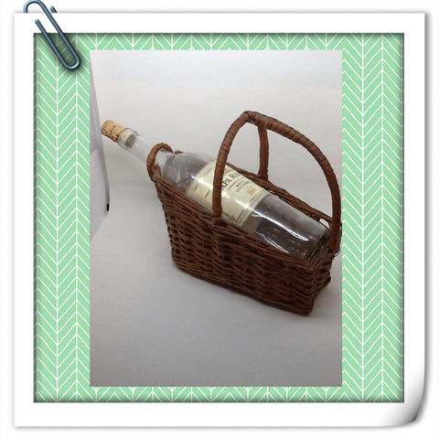 Vintage Basket With Napa Ridge 1992 White Zinfandel Bottle {{ JAMsCraftCloset }}