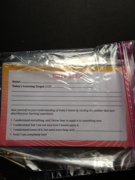 Reading 6 Exit Slips With CCSS Learning Targets  Use these Exit Slips at the end of class.  Place on Doc Cam and use your projector.  Once students have completed their assignment, they can then complete their Exit Slip on their Assignment Paper JAMsCraftCloset