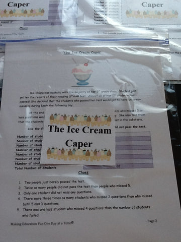 Critical Thinking Activity Learning Center 4 Activities ANSWER KEY The Ice Cream Caper - JAMsCraftCloset