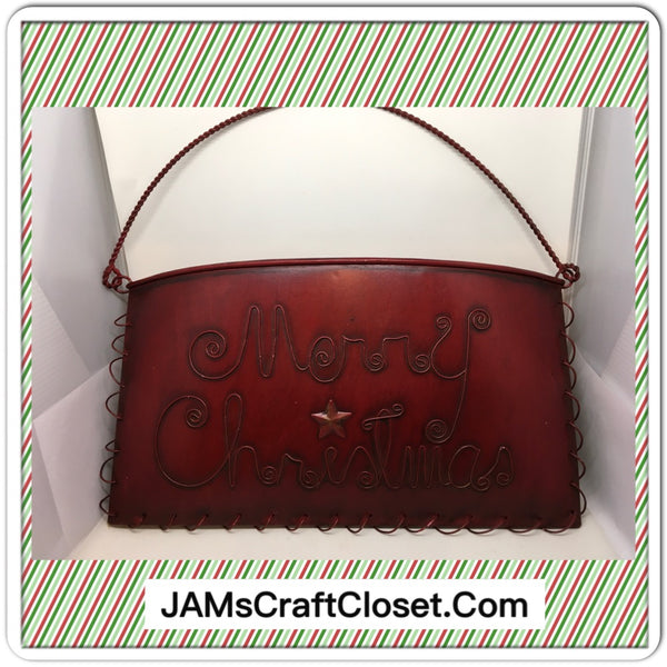 Basket Metal Tin Vintage Holiday Red Merry Christmas Accent {{ JAMsCraftCloset }}