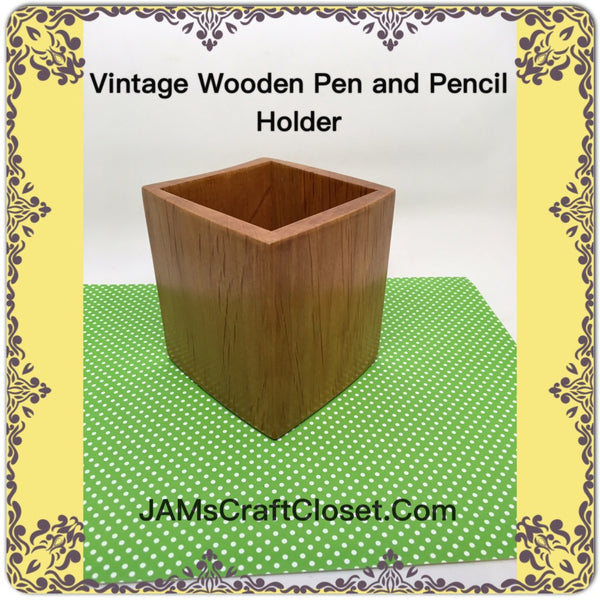 Small Vintage Wooden Box Pencil Holder Desk 3 by 4 Inches Office Decor Desk Decor FURIO Home 1996 JAMsCraftCloset