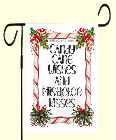 Garden Flag Digital Design Sublimation Graphic SVG-PNG-JPEG Download CANDY CANE WISHES 3 Christmas Holiday Crafters Delight - JAMsCraftCloset