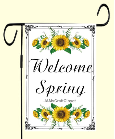 Garden Flag Digital Design Sublimation Graphic SVG-PNG-JPEG Download WELCOME SPRING 2 Crafters Delight - JAMsCraftCloset