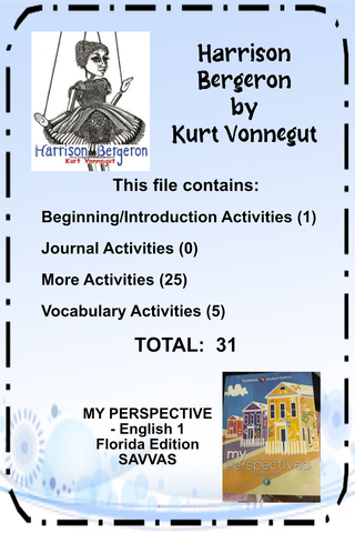 MY PERSPECTIVE English 1 UNIT 2 HARRISON BERGERON by Kurt Vonnegut Teacher Supplemental Resources - JAMsCraftCloset