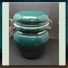 Canister Dark Green Ceramic Glass Jar Vintage Wire Snap Lid - JAMsCraftCloset