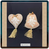 Ornament Victorian Bell and Heart Beige Tan Handmade Vintage Set of 2 JAMsCraftCloset