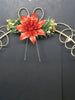 Wreath Christmas Card Picture Holder Gold Metal With Poinsettia and Pine Wall Art Vintage JAMsCraftCloset