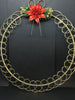 Wreath Christmas Card Picture Holder Gold Metal With Poinsettia and Pine Wall Art Vintage JAMsCraftCloset