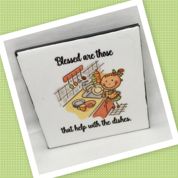 HELP WITH DISHES Wall Art Ceramic Tile Sign Gift Home Kitchen Decor Positive Quote {{ JAMsCraftCloset }}