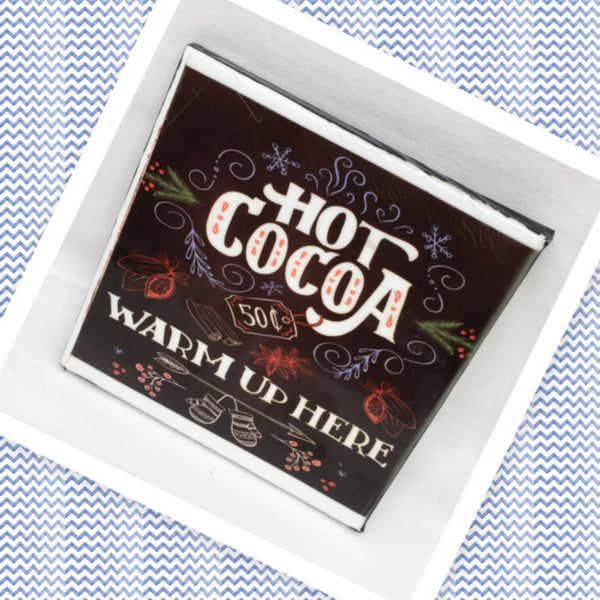 HOT COCOA WARM UP HERE Wall Art Ceramic Tile Sign Gift Home Kitchen Decor Positive Quote {{ JAMsCraftCloset }}