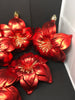 Ornaments Large Unique Red Poinsettias With Gold Glitter Centers Vintage Christmas Tree Decor SET OF 8 JAMsCraftCloset