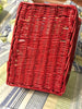 Basket Gathering Red Rectangle Vintage Natural Woven - JAMsCraftCloset