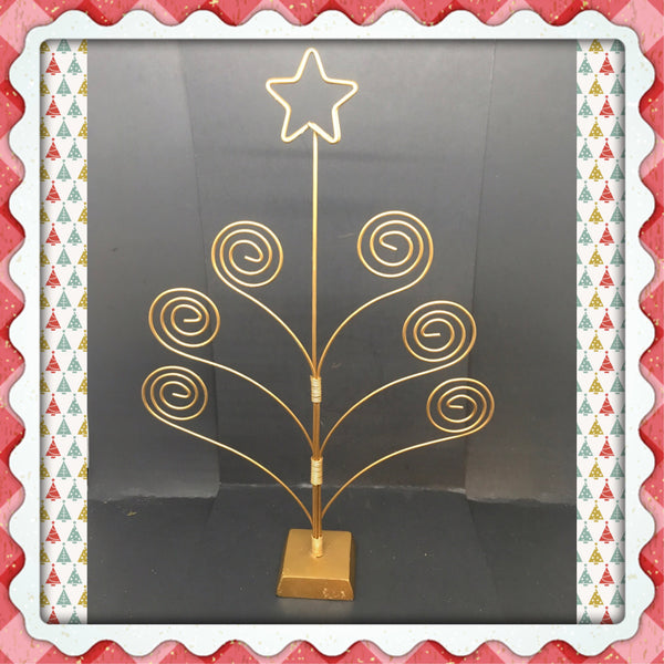 Tree Christmas Card Picture Holder Gold Metal With Star Shelf Sitter Vintage JAMsCraftCloset