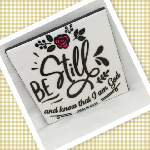 BE STILL AND KNOW THAT I AM GOD Wall Art Ceramic Tile Sign Gift Home Decor Positive Quote Affirmation Handmade Sign Country Farmhouse Gift Campers RV Gift Home and Living Wall Hanging FAITH - JAMsCraftCloset