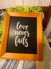 LOVE NEVER FAILS Framed Wall Art Handmade Hand Painted Home Decor Gift Idea -One of a Kind-Unique-Home-Country-Decor-Cottage Chic-Gift - JAMsCraftCloset