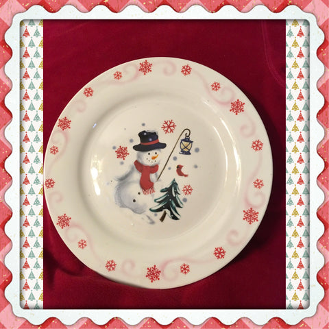 Plate Platter Serving Dish Christmas Snowman Lantern Tree Round Kitchen Dining Decor Table Decor Centerpiece Gift Idea Country Decor JAMsCraftCloset