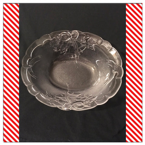 Serving Bowl Mikasa Oval Holiday Bells Glass Embossed Ruffled Edge Kitchen Decor Country Decor Gift JAMsCraftCloset