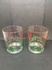Glasses Rock Vintage Clear Glass Christmas Holly Berry Set of 2 Red Vertical Lines
