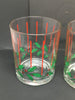 Glasses Rock Vintage Clear Glass Christmas Holly Berry Set of 2 Red Vertical Lines