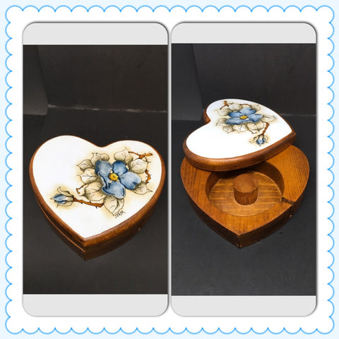 Tape Dispenser Heart Shaped Blue Floral Vintage Handcrafted Hand Painted Pen and Ink Unique Gift Idea Office Decor JAMsCraftCloset