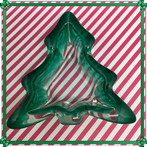 Candy Dish Green Tree Shaped Vintage Trinket Plate Holiday Decor - JAMsCraftCloset