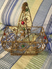 Basket Wire Christmas Rectangle Vintage Gold Stars and Beads Holiday Decor Centerpiece - JAMsCraftCloset