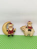 Santa Claus on Moon and Bear Magnets Vintage Christmas Holiday Decoration Kitchen Decor SET OF 2 JAMsCraftCloset