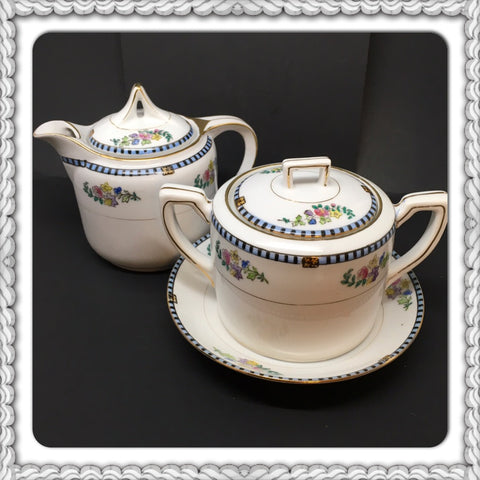 Vintage Sheridan China Noritake Made in Japan Sugar Bowl Creamer Set c. 1920's Kitchen and Dining Decor Gift Idea JAMsCraftCloset