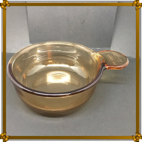 Vintage Corning Visions Grab-It Round Glass Casserole V-150-B Amber Vision  JAMsCraftCloset