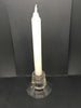 Candlestick Holder Single Vintage Clear Plain Base With Vertical Bar Pattern Top - JAMsCraftCloset