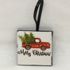Ornaments RED TRUCK Ceramic Tile 2 by 2 Inches Set of 5 Christmas Tree Decor Gift Idea Stocking Stuffer - JAMsCraftCloset