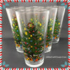 Glasses Vintage Clear Glass Christmas Tree Design SET OF 4 or 6 Gift Idea Kitchen & Dining Decor Drinkware Holiday Decor - JAMsCraftCloset