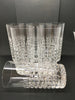 Vintage Clear Glass Cut Waffle Design Star Burst Bottom Tumblers Glasses SET OF 6