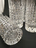 Vintage Clear Glass Cut Waffle Design Star Burst Bottom Tumblers Glasses SET OF 6