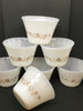 Custard Cups Dynaware Milk Glass Brown Daisy Tall Ramekin Made in Mexico Set of 7